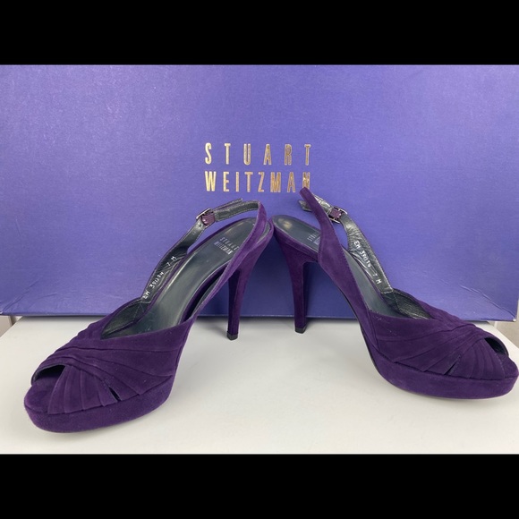 EUC STUART WEITZMAN SUEDE SLINGBACK HEELS - Picture 3 of 5